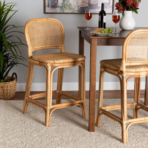 Baxton Studio bali Modern Bohemian Rattan Counter Stool - Artisan-Made, Fully Assembled, Unique Tropical Design Adrena-Rattan-CS