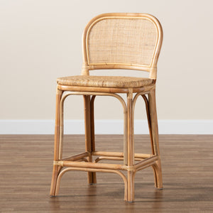 Baxton Studio bali Modern Bohemian Rattan Counter Stool - Artisan-Made, Fully Assembled, Unique Tropical Design Adrena-Rattan-CS