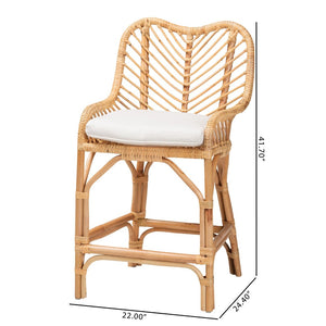 Baxton Studio bali Arween Modern Bohemian Rattan Counter Stool with Plush Cushion and Airy Design for Comfort Arween-Rattan-CS