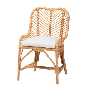 Baxton Studio bali Bali Arween Rattan Dining Chair - Modern Bohemian Style with Removable Cushion & Artisan Craftsmanship Arween-Rattan-DC