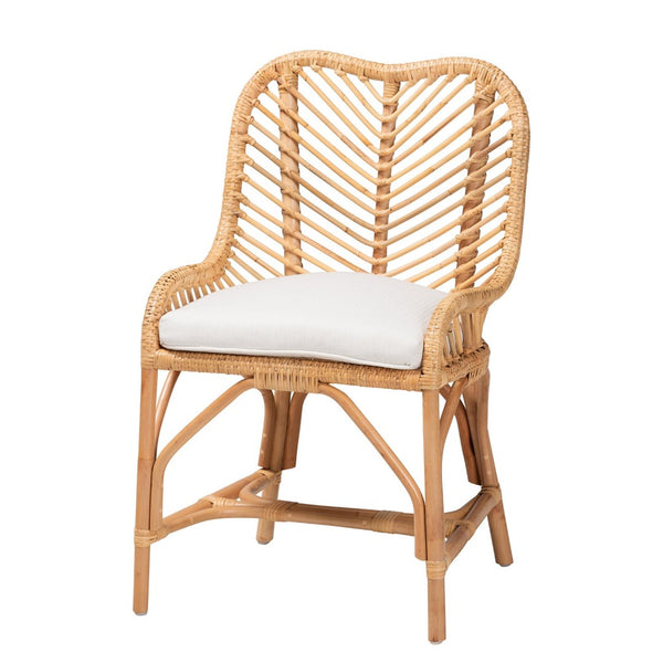 Baxton Studio bali Bali Arween Rattan Dining Chair - Modern Bohemian Style with Removable Cushion & Artisan Craftsmanship Arween-Rattan-DC