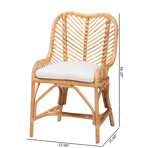 Baxton Studio bali Bali Arween Rattan Dining Chair - Modern Bohemian Style with Removable Cushion & Artisan Craftsmanship Arween-Rattan-DC