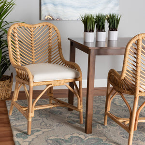 Baxton Studio bali Bali Arween Rattan Dining Chair - Modern Bohemian Style with Removable Cushion & Artisan Craftsmanship Arween-Rattan-DC