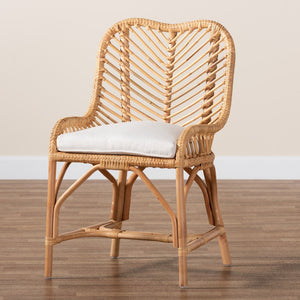 Baxton Studio bali Bali Arween Rattan Dining Chair - Modern Bohemian Style with Removable Cushion & Artisan Craftsmanship Arween-Rattan-DC