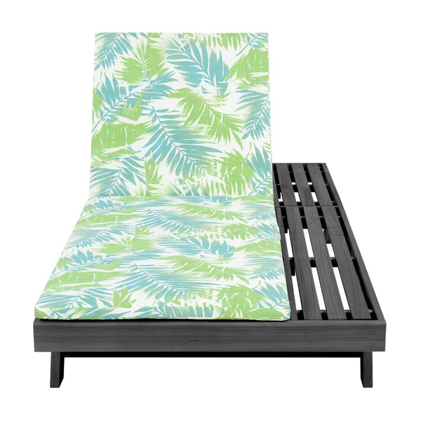 English Elm Lounge Chaise Outdoor Acacia Wood Slatted Frame with Water Resistant Cushion Resort Style Black,Green Leaf N770P442B18L