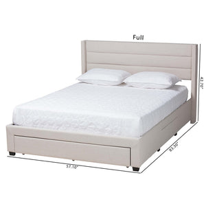 Baxton Studio Baxton Braylon Mid-Century Modern Beige Fabric Storage Bed with Channel-Tufted Headboard Design Full CF 9270-A-Coronado-A-Beige-Full