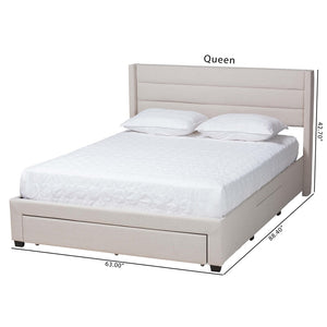 Baxton Studio Baxton Braylon Mid-Century Modern Beige Fabric Storage Bed with Channel-Tufted Headboard Design Full CF 9270-A-Coronado-A-Beige-Full