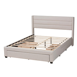 Baxton Studio Baxton Braylon Mid-Century Modern Beige Fabric Storage Bed with Channel-Tufted Headboard Design Full CF 9270-A-Coronado-A-Beige-Full