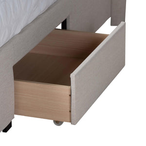 Baxton Studio Baxton Braylon Mid-Century Modern Beige Fabric Storage Bed with Channel-Tufted Headboard Design Full CF 9270-A-Coronado-A-Beige-Full