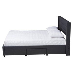 Baxton Studio Baxton Braylon Mid-Century Modern Charcoal Grey Storage Platform Bed with Stylish Wingback Headboard Full CF 9270-A-Coronado-A-Charcoal Grey-Full