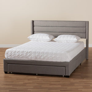 Baxton Studio Baxton Braylon Queen Storage Platform Bed in Light Grey Fabric with Modern Wingback Headboard Design CF 9270-A-Coronado-A-Grey-Queen