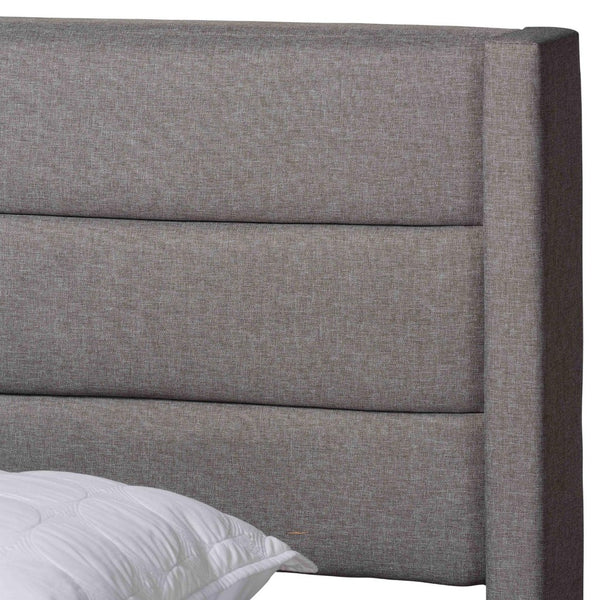 Baxton Studio Baxton Braylon Queen Storage Platform Bed in Light Grey Fabric with Modern Wingback Headboard Design CF 9270-A-Coronado-A-Grey-Queen
