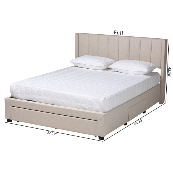 Baxton Studio Baxton Studio Coronado Mid-Century Modern Platform Bed with Storage Drawers for a Stylish Bedroom Beige Full CF 9270-B-Coronado-B-Beige-Full