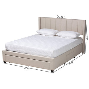 Baxton Studio Baxton Studio Coronado Mid-Century Modern Platform Bed with Storage Drawers for a Stylish Bedroom Beige Full CF 9270-B-Coronado-B-Beige-Full