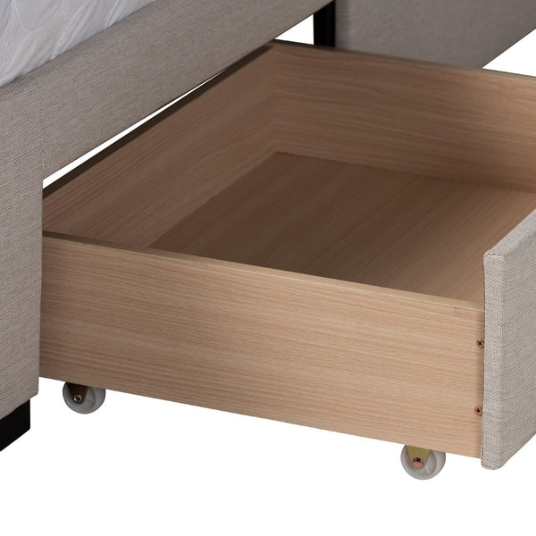 Baxton Studio Baxton Studio Coronado Mid-Century Modern Platform Bed with Storage Drawers for a Stylish Bedroom Beige Full CF 9270-B-Coronado-B-Beige-Full