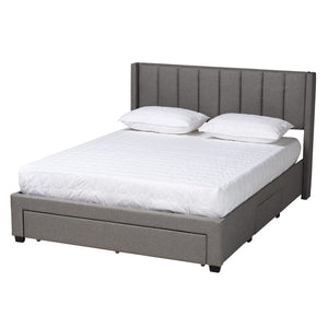 Baxton Studio Baxton Studio Coronado Mid-Century Modern Platform Bed with Storage Drawers for a Stylish Bedroom Grey Full CF 9270-B-Coronado-B-Grey-Full