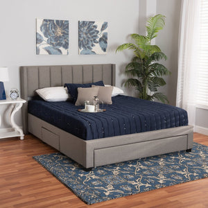 Baxton Studio Baxton Studio Coronado Mid-Century Modern Platform Bed with Storage Drawers for a Stylish Bedroom Grey Full CF 9270-B-Coronado-B-Grey-Full