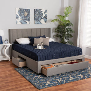 Baxton Studio Baxton Studio Coronado Mid-Century Modern Platform Bed with Storage Drawers for a Stylish Bedroom Grey Full CF 9270-B-Coronado-B-Grey-Full