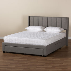 Baxton Studio Baxton Studio Coronado Mid-Century Modern Platform Bed with Storage Drawers for a Stylish Bedroom Grey Full CF 9270-B-Coronado-B-Grey-Full