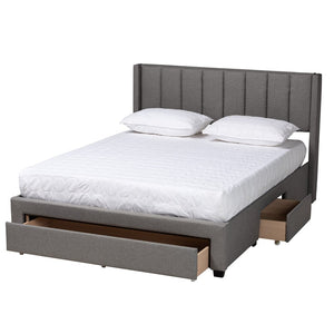 Baxton Studio Baxton Studio Coronado Mid-Century Modern Platform Bed with Storage Drawers for a Stylish Bedroom Grey Full CF 9270-B-Coronado-B-Grey-Full