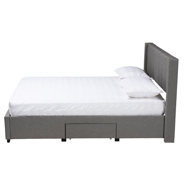 Baxton Studio Baxton Studio Coronado Mid-Century Modern Platform Bed with Storage Drawers for a Stylish Bedroom Grey Full CF 9270-B-Coronado-B-Grey-Full