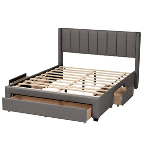 Baxton Studio Baxton Studio Coronado Mid-Century Modern Platform Bed with Storage Drawers for a Stylish Bedroom Grey Full CF 9270-B-Coronado-B-Grey-Full