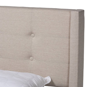 Baxton Studio Baxton Studio Casol Mid-Century Modern Upholstered Platform Bed with Wingback Headboard Design Beige Full CF 9272-C-Vele-C-Beige-Full