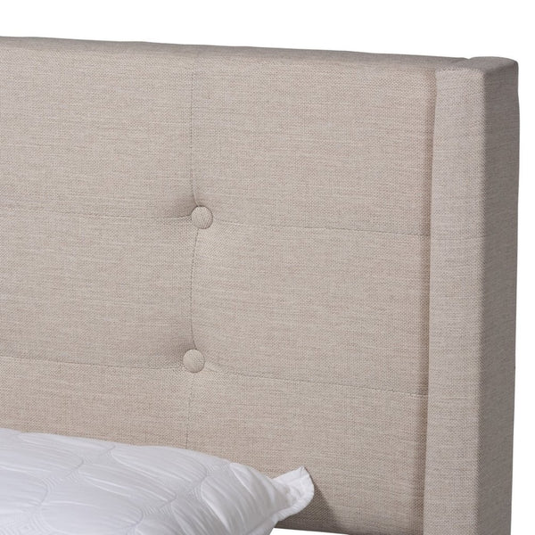 Baxton Studio Baxton Studio Casol Mid-Century Modern Upholstered Platform Bed with Wingback Headboard Design Beige Full CF 9272-C-Vele-C-Beige-Full