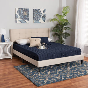 Baxton Studio Baxton Studio Casol Mid-Century Modern Upholstered Platform Bed with Wingback Headboard Design Beige Full CF 9272-C-Vele-C-Beige-Full