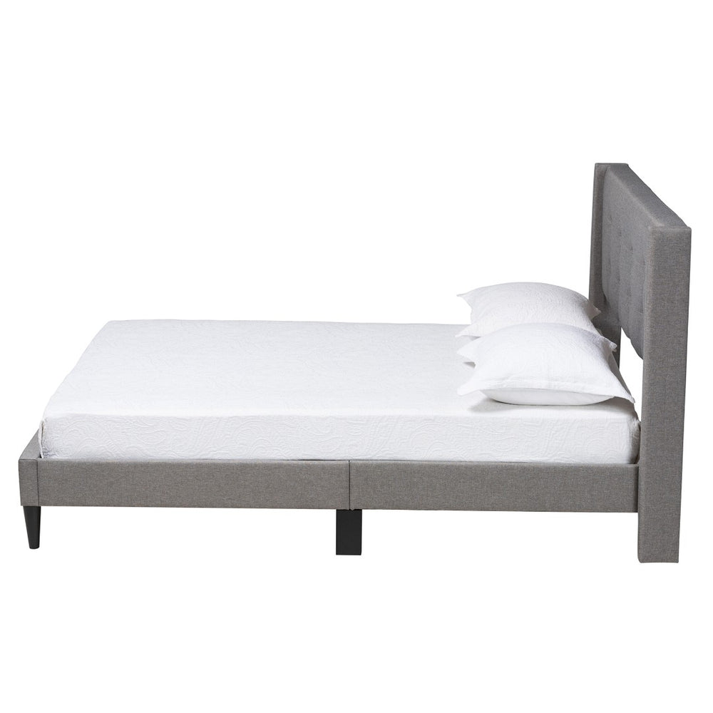 Baxton Studio Baxton Casol Mid-Century Modern Queen Platform Bed with Wingback Headboard in Grey Upholstery CF 9272-C-Vele-C-Grey-Queen