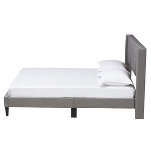 Baxton Studio Baxton Casol Mid-Century Modern Queen Platform Bed with Wingback Headboard in Grey Upholstery CF 9272-C-Vele-C-Grey-Queen