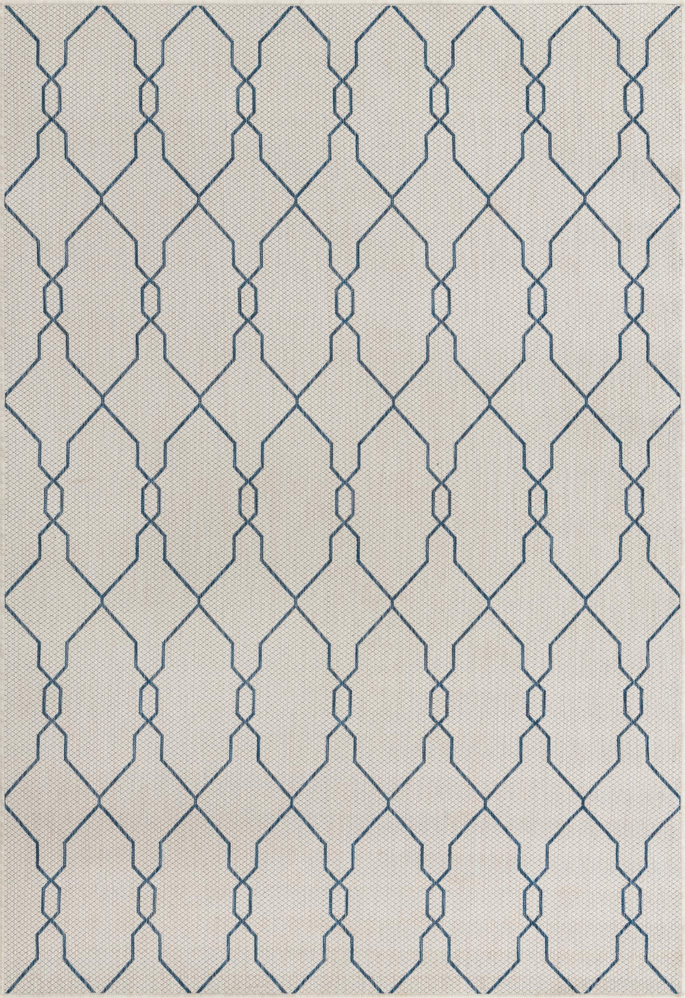 Unique Loom Outdoor Trellis Links Trellis Machine Made Trellis Rug Ivory, Navy Blue 6' 1" x 9' 0"