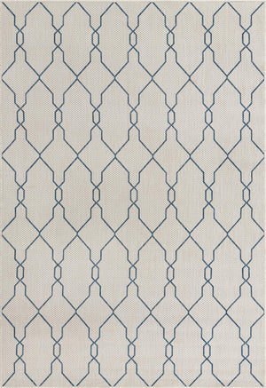 Unique Loom Outdoor Trellis Links Trellis Machine Made Trellis Rug Ivory, Navy Blue 6' 1" x 9' 0"