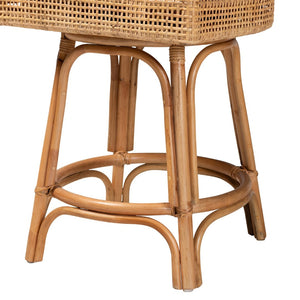 Baxton Studio bali Bella Modern Bohemian Rattan Counter Stool with 360° Swivel, Padded Cushion & Natural Finish Bella-Rattan-CS