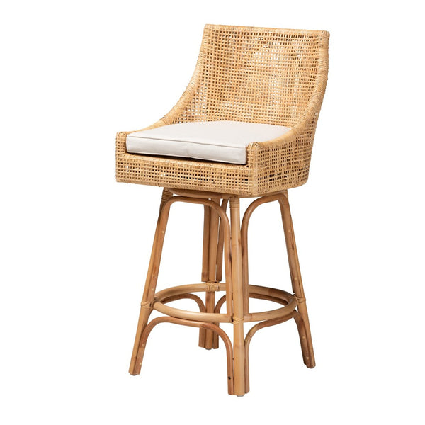 Baxton Studio bali Bella Modern Bohemian Rattan Bar Stool - Stylish Comfort for Indoor & Outdoor Spaces Bella-Rattan-BS