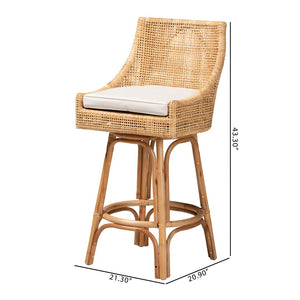 Baxton Studio bali Bella Modern Bohemian Rattan Bar Stool - Stylish Comfort for Indoor & Outdoor Spaces Bella-Rattan-BS