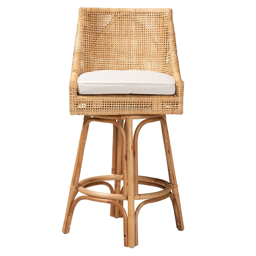 Baxton Studio bali Bella Modern Bohemian Rattan Bar Stool - Stylish Comfort for Indoor & Outdoor Spaces Bella-Rattan-BS