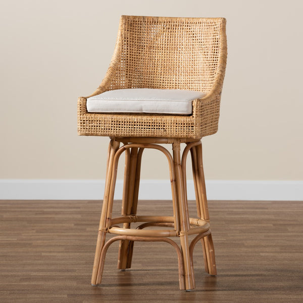 Baxton Studio bali Bella Modern Bohemian Rattan Bar Stool - Stylish Comfort for Indoor & Outdoor Spaces Bella-Rattan-BS