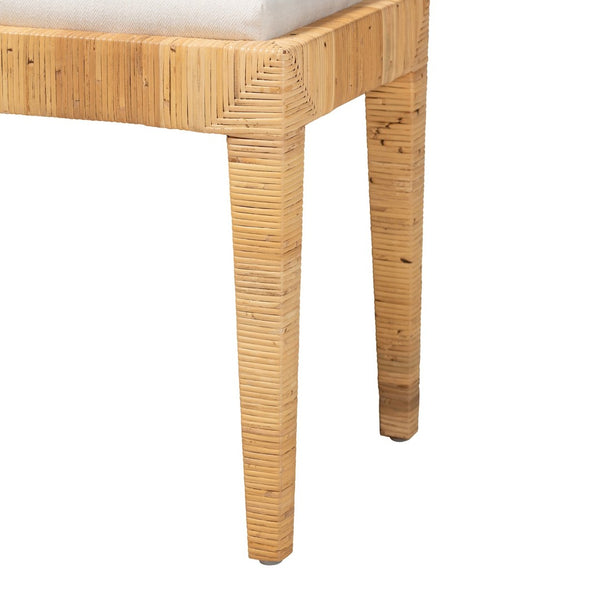 Baxton Studio bali Sofia Modern Bohemian Rattan & Mahogany Ottoman - Versatile Footrest & Accent Piece, Fully Assembled Sofia-Rattan-Otto