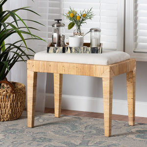 Baxton Studio bali Sofia Modern Bohemian Rattan & Mahogany Ottoman - Versatile Footrest & Accent Piece, Fully Assembled Sofia-Rattan-Otto