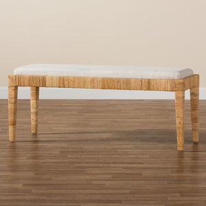 Baxton Studio bali Sofia Modern Bohemian Rattan & Mahogany Bench – Cozy, Stylish Entryway Furniture for Your Home Sofia-Rattan-Bench