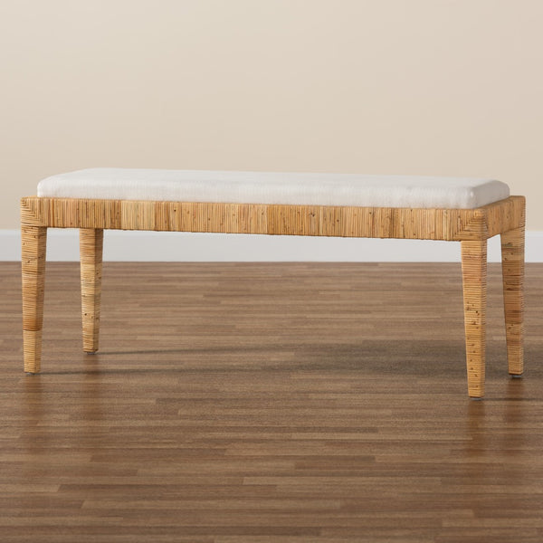 Baxton Studio bali Sofia Modern Bohemian Rattan & Mahogany Bench – Cozy, Stylish Entryway Furniture for Your Home Sofia-Rattan-Bench