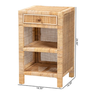 Baxton Studio bali Bella Bohemian Nightstand - Handcrafted Mahogany & Rattan with Drawer, Unique Storage Solution Bella-Mahogany-SM-NS
