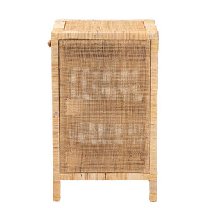 Baxton Studio bali Bella Bohemian Nightstand - Handcrafted Mahogany & Rattan with Drawer, Unique Storage Solution Bella-Mahogany-SM-NS