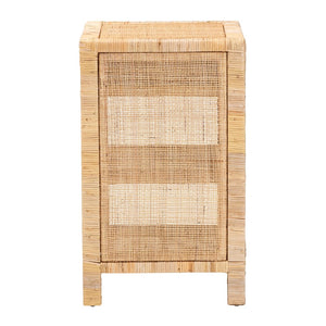Baxton Studio bali Bella Bohemian Nightstand - Handcrafted Mahogany & Rattan with Drawer, Unique Storage Solution Bella-Mahogany-SM-NS