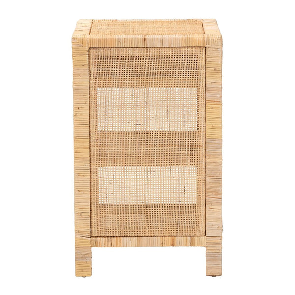 Baxton Studio bali Bella Bohemian Nightstand - Handcrafted Mahogany & Rattan with Drawer, Unique Storage Solution Bella-Mahogany-SM-NS