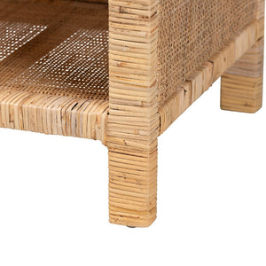 Baxton Studio bali Bella Bohemian Nightstand - Handcrafted Mahogany & Rattan with Drawer, Unique Storage Solution Bella-Mahogany-SM-NS
