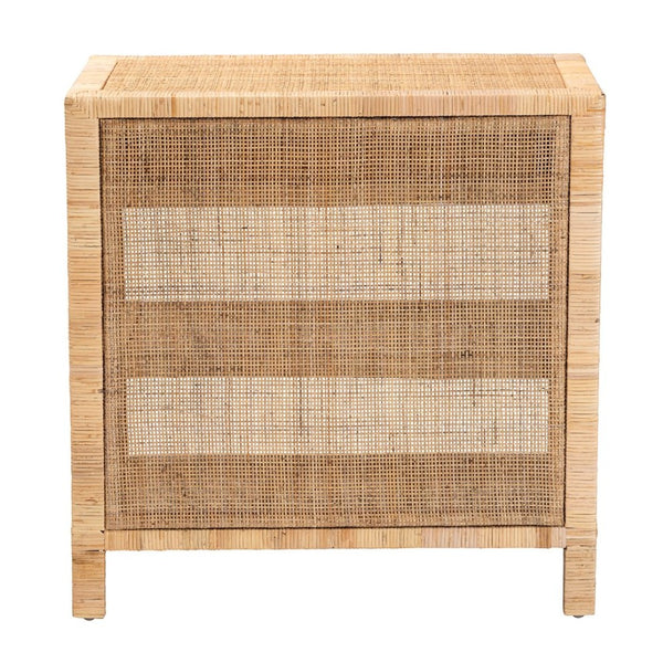 Baxton Studio bali Bella Modern Bohemian Console Table - Natural Mahogany & Rattan, 1-Drawer Design, Fully Assembled Bella-Mahogany-Console