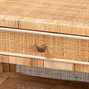 Baxton Studio bali Bella Modern Bohemian Console Table - Natural Mahogany & Rattan, 1-Drawer Design, Fully Assembled Bella-Mahogany-Console