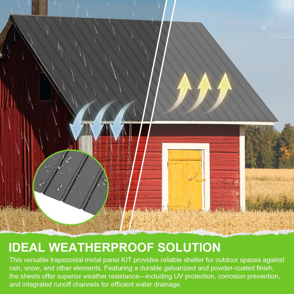 English Elm 25 Pcs Metal Roofing Panels - Durable Galvanized Steel Set For Sheds, Gazebos, Patios & More! W1859P387326